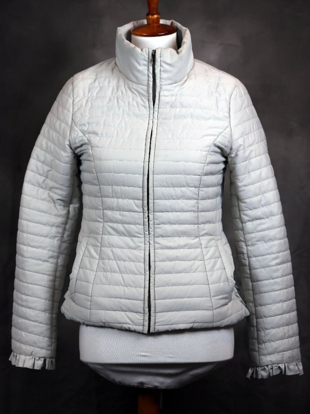 Mystree Light Grey Quilted Puffer Jacket S
